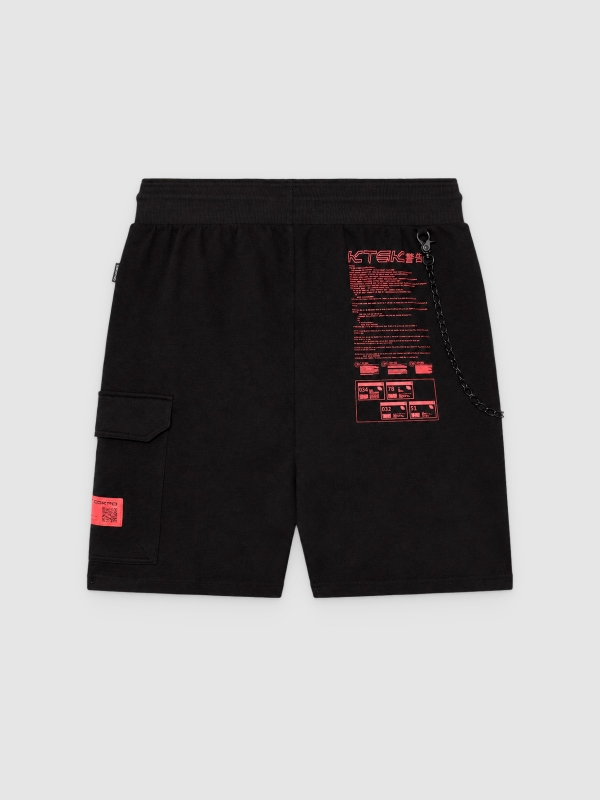 Bermuda jogger texto negro vista trasera