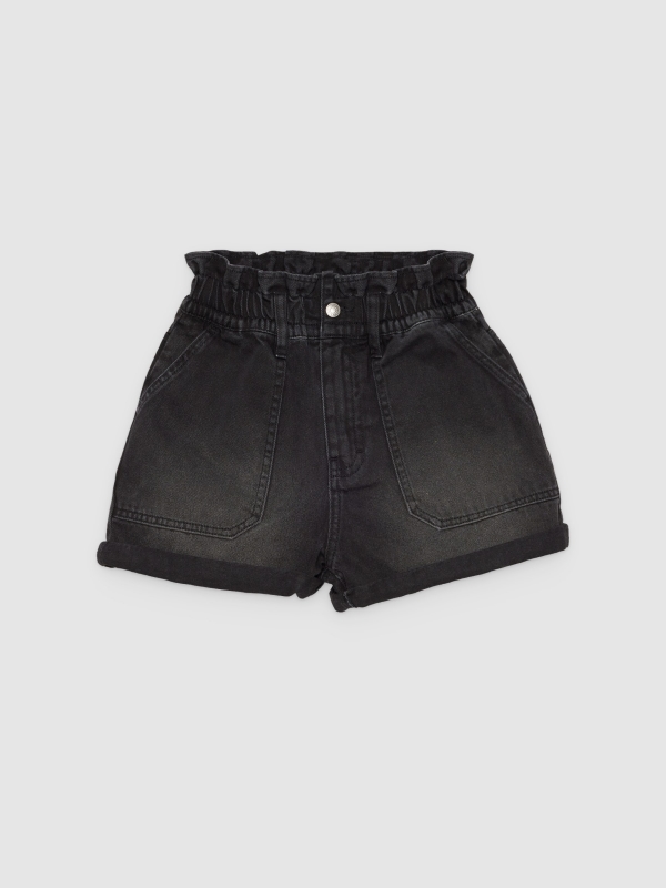  Short denim baggy preto vista frontal