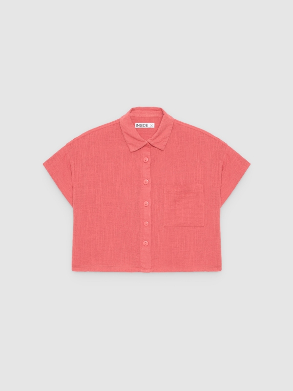  Camisa de ombros caídos vermelho mineral vista frontal