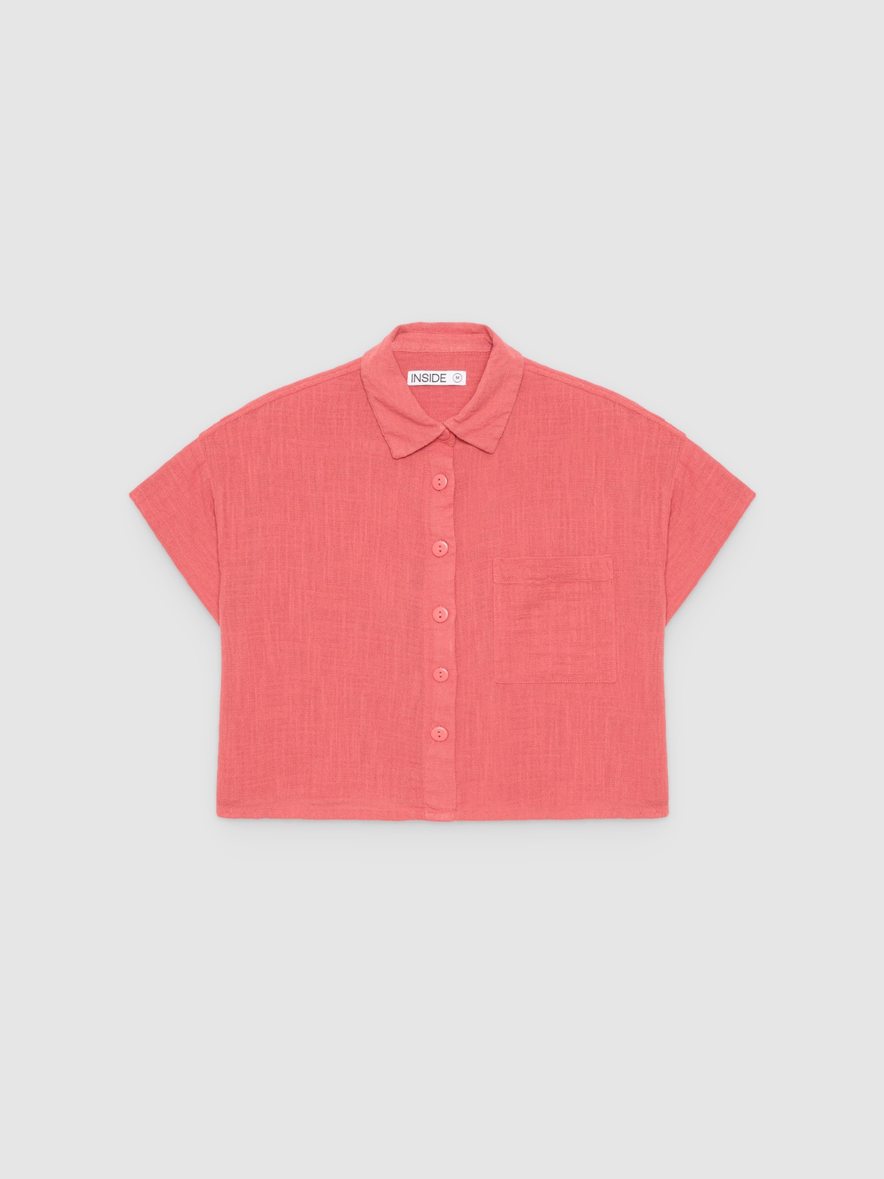 Camisa de ombros caídos vermelho mineral vista meia frontal