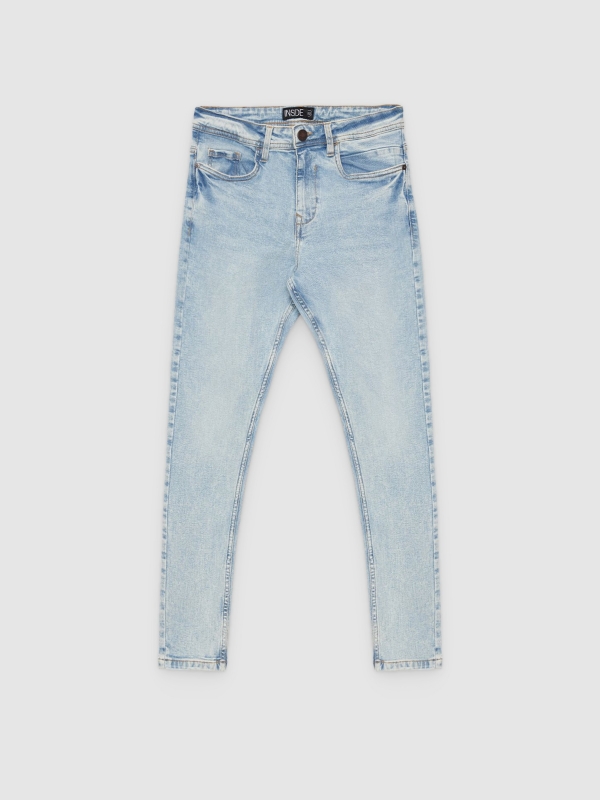  Light denim skinny jeans blue front view