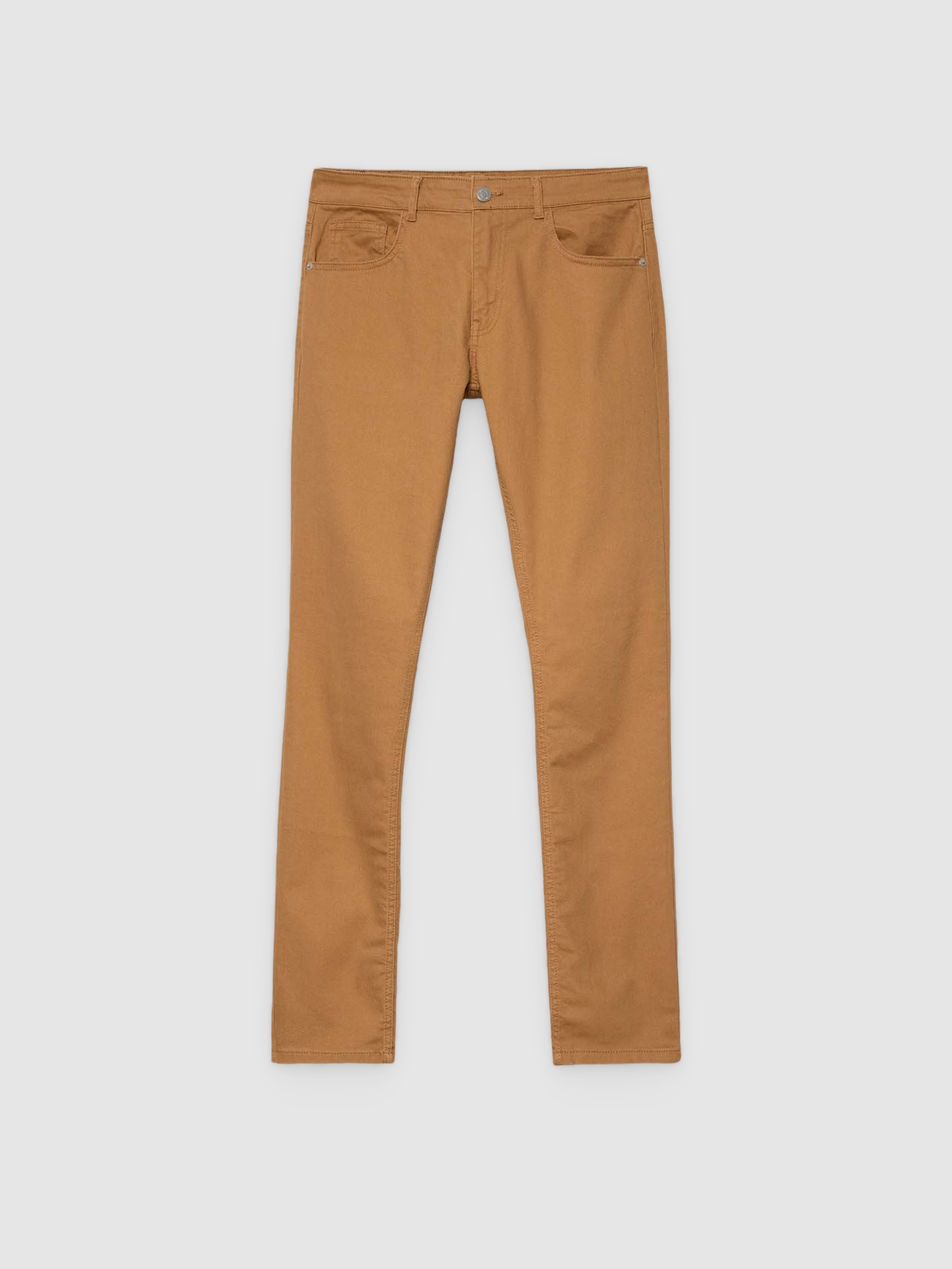 Jeans de cor básica marrom vista geral frontal