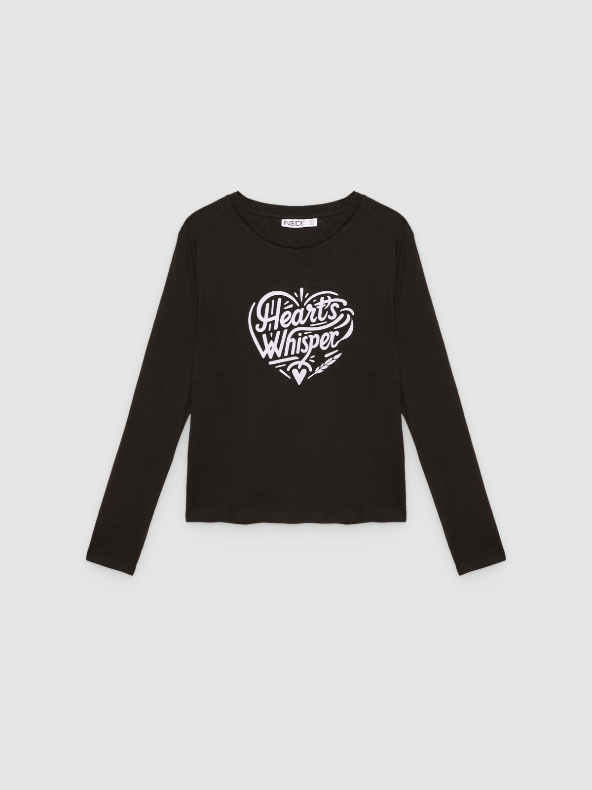 %Pto% Heart Whisper T-shirt black front view