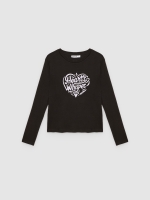 %Pto% T-shirt Heart Whisper preto vista frontal