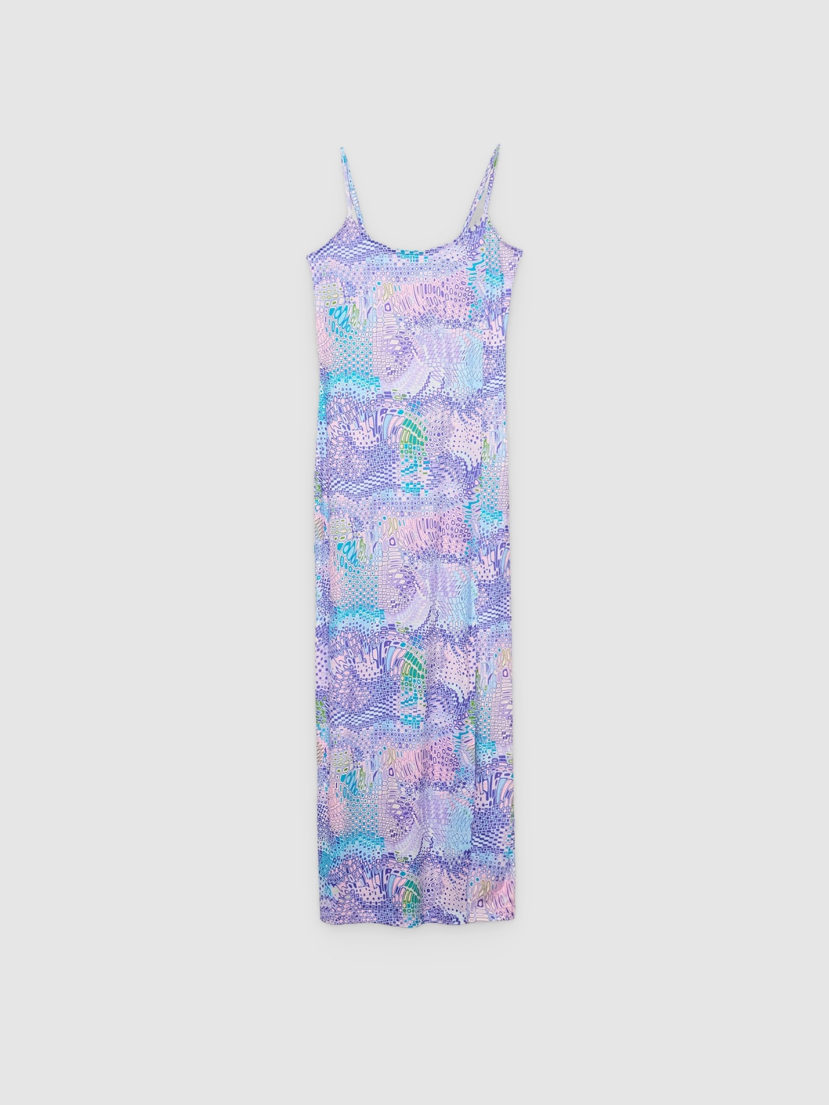 %Pto% Vestido maxi alças estampado multicolorido vista frontal
