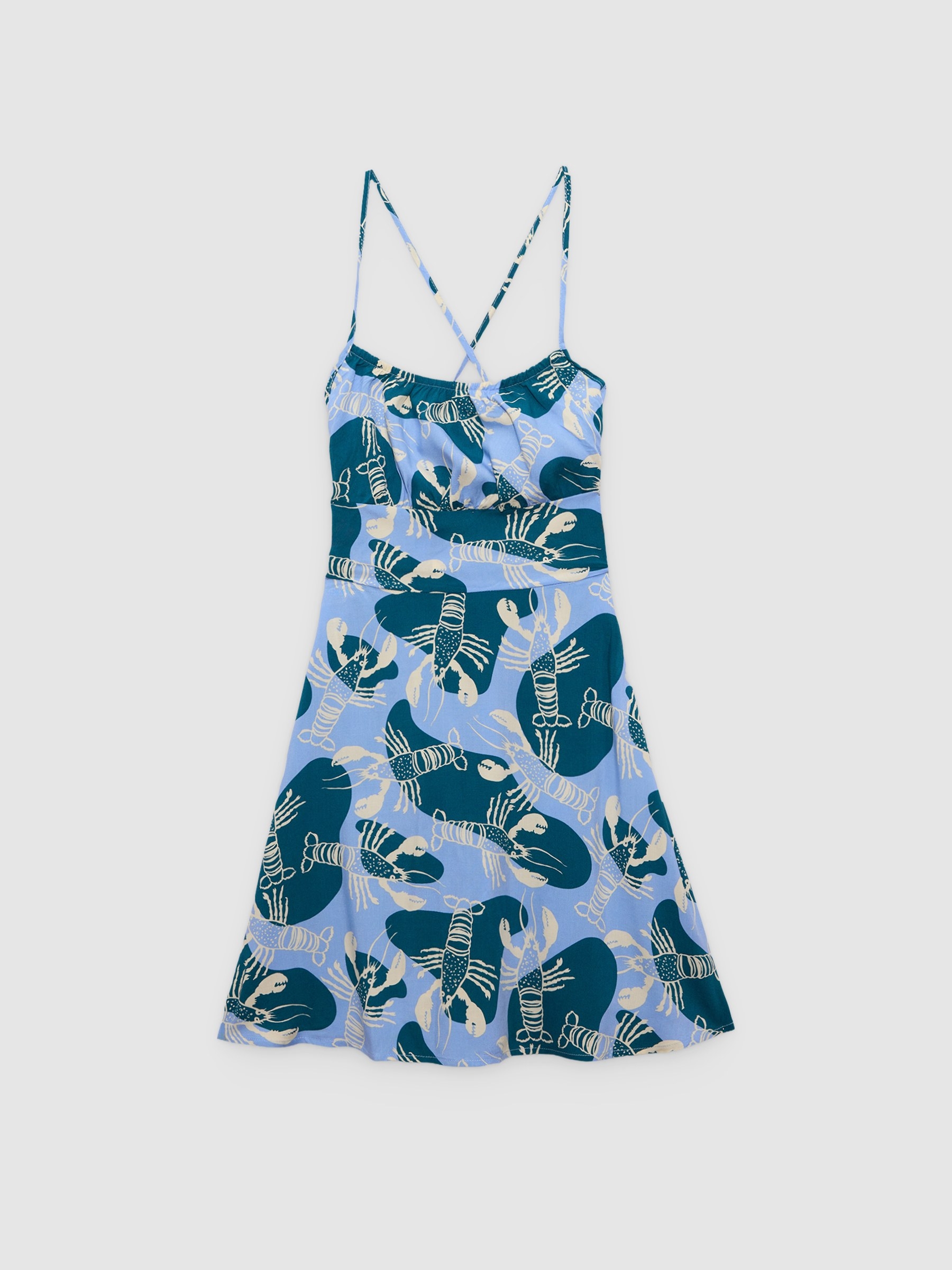Vestido mini langostas azul vista media frontal