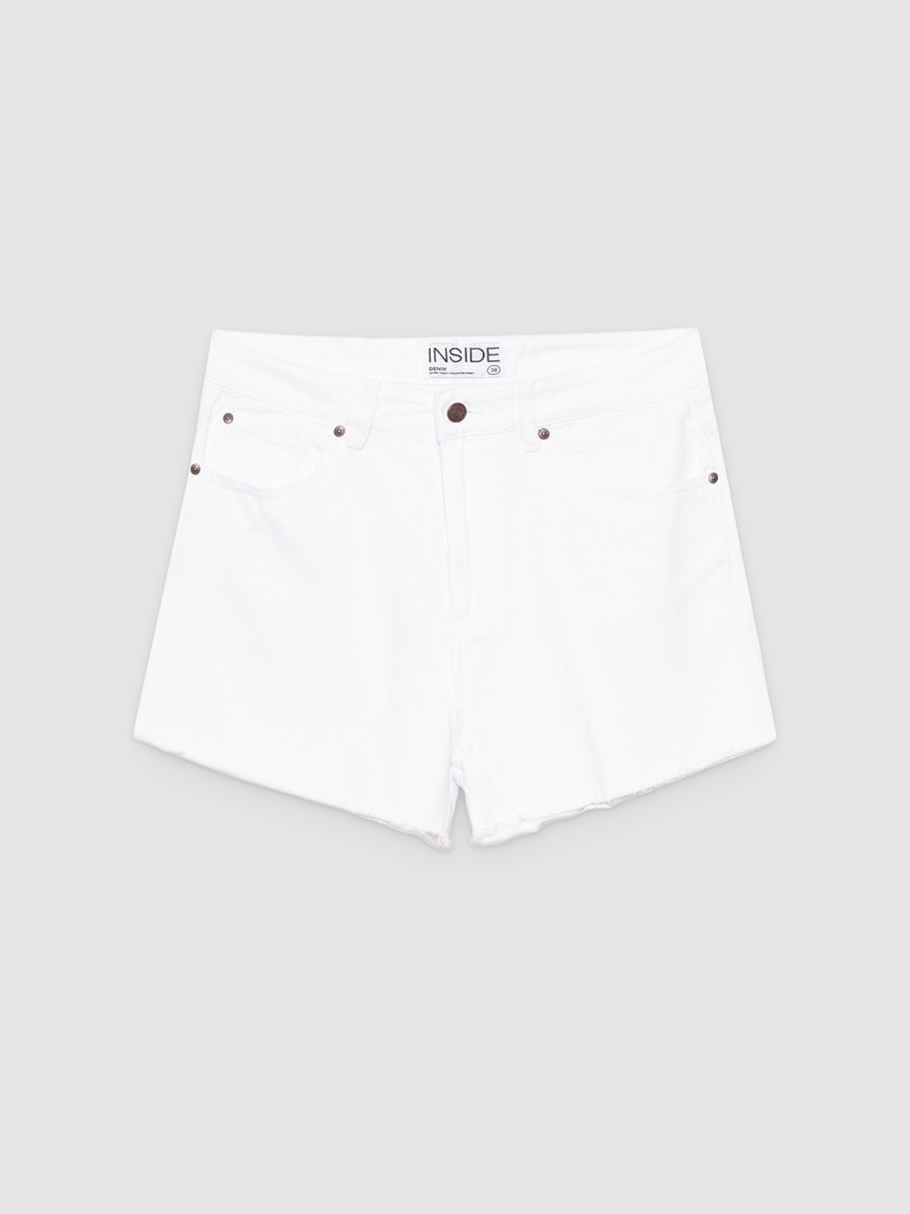 Shorts sarga cinco bolsillos blanco vista media frontal