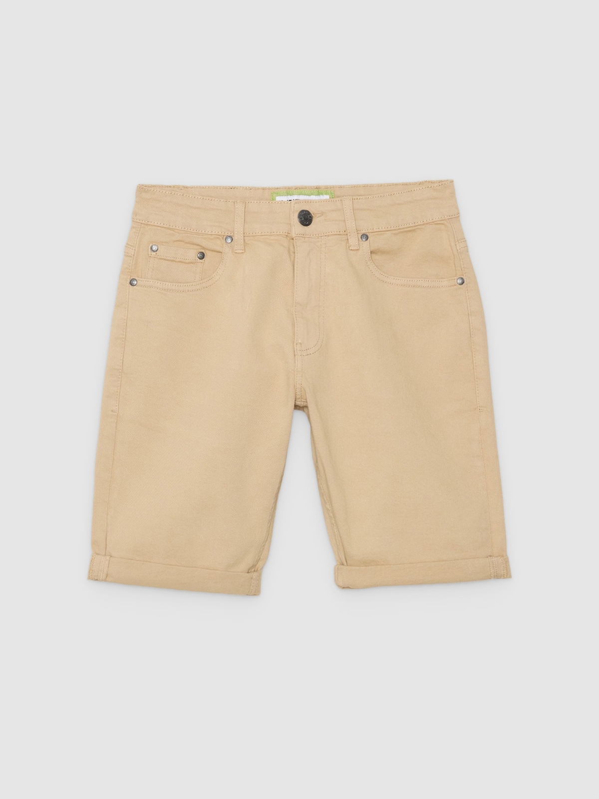 %Pto% Coloured denim shorts beige front view