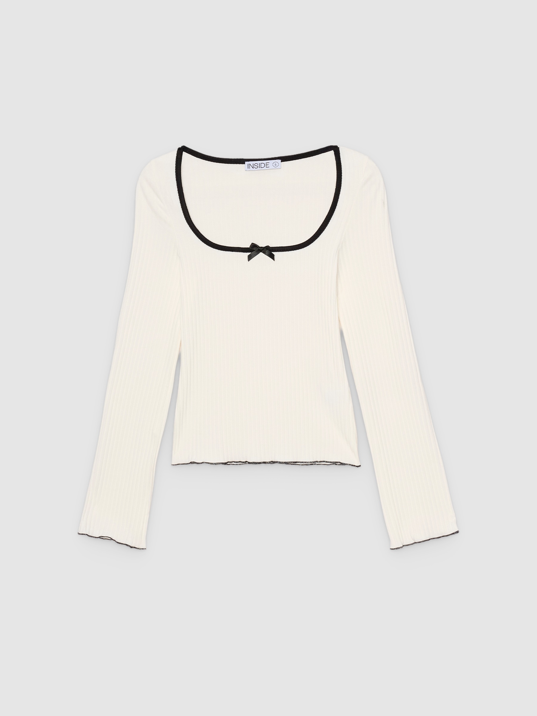 Ribbed long sleeve tie shirt sand middle front view