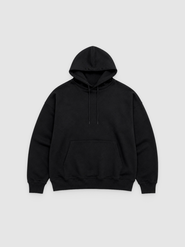  Sudadera básica con capucha negro vista frontal
