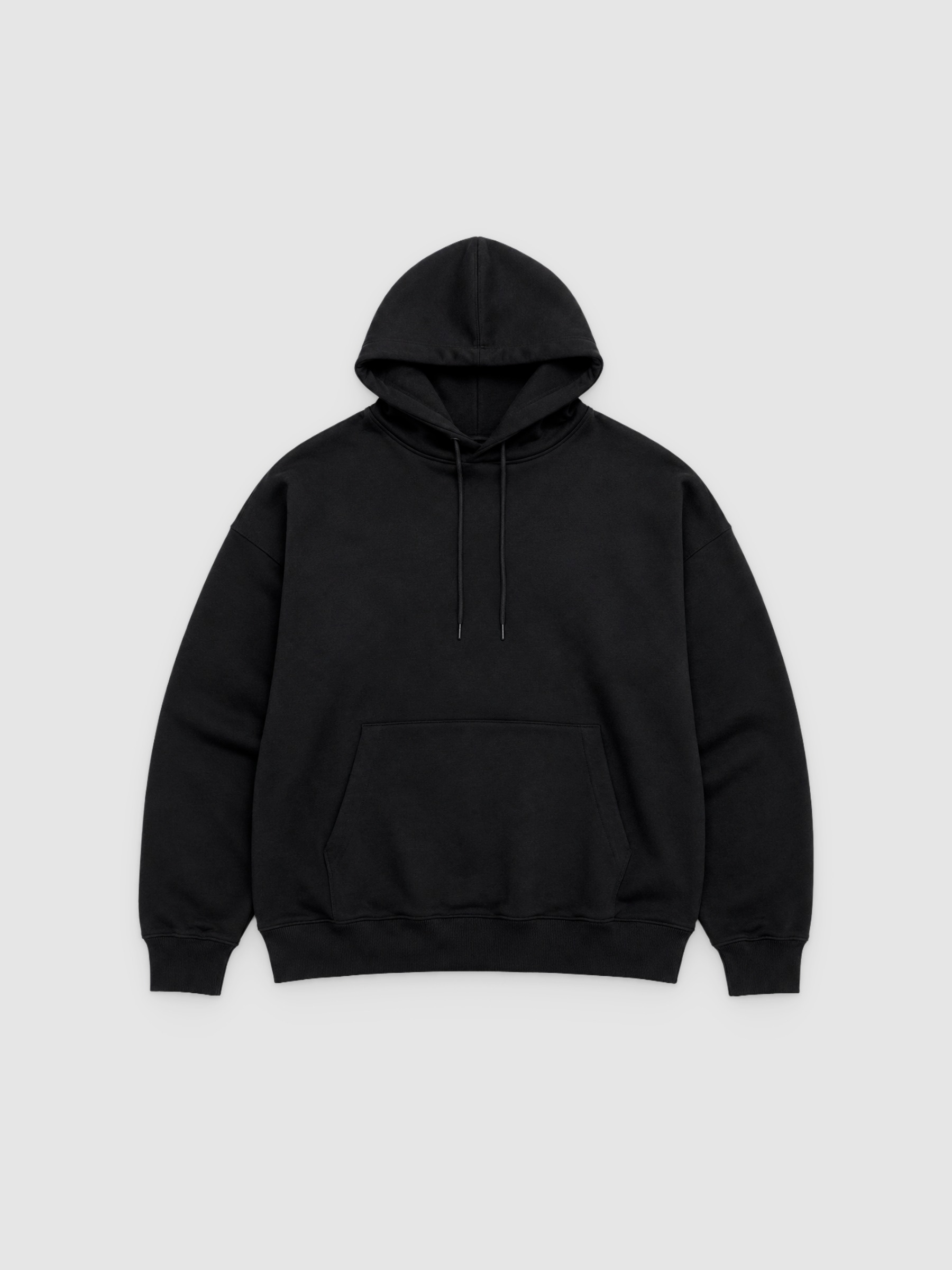 Camisola com capuz básica preto vista meia frontal