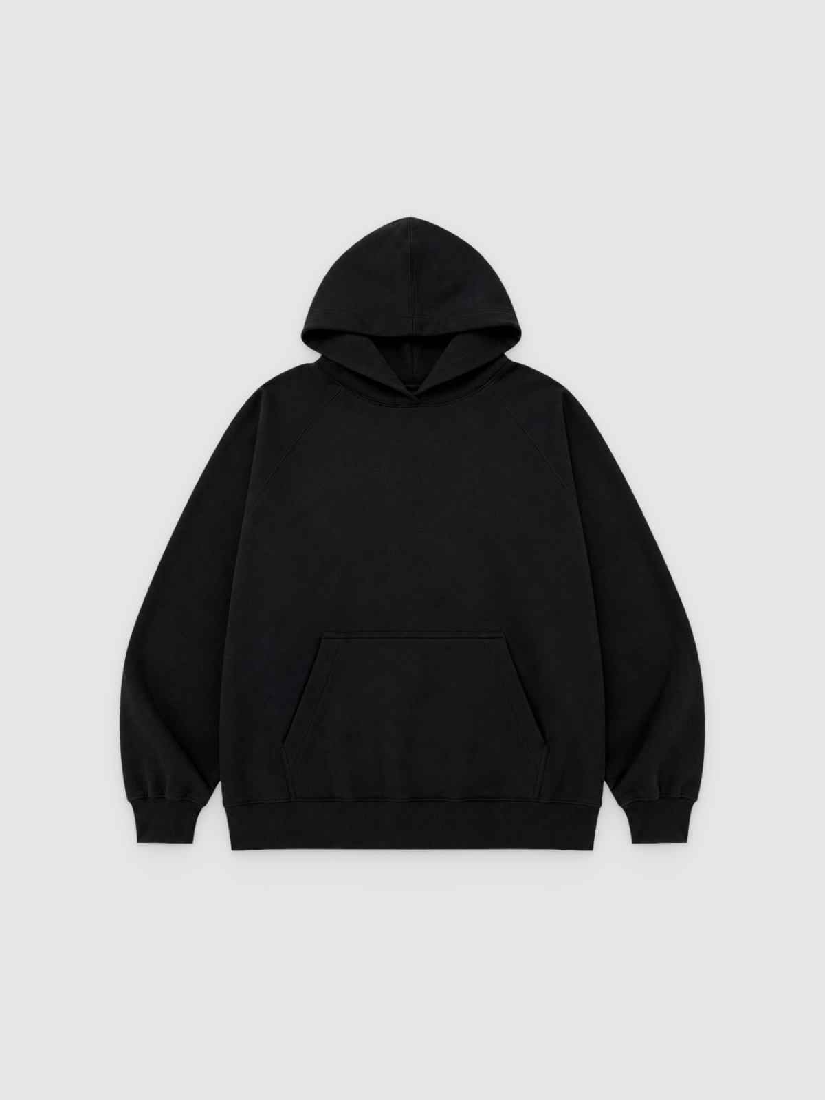 %Pto% Sudadera básica con capucha negro vista frontal