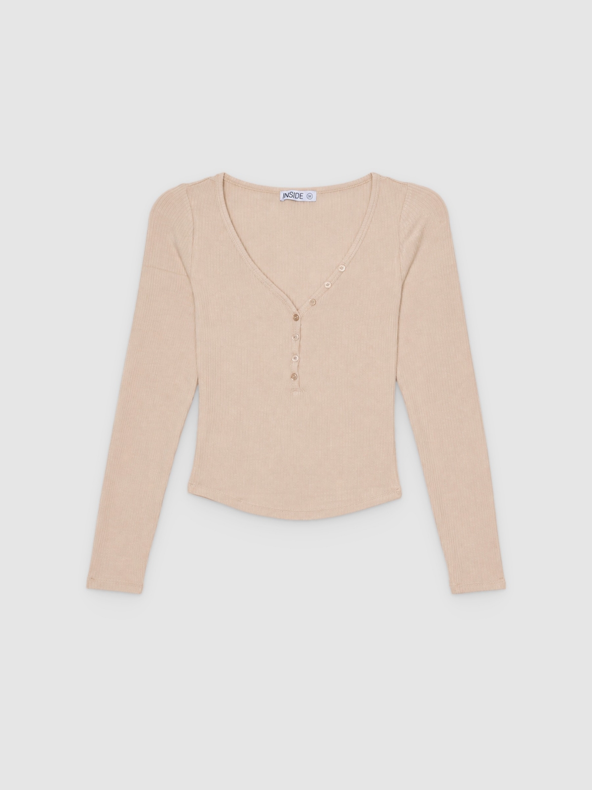 %Pto% Ribbed button long sleeve shirt raw front view
