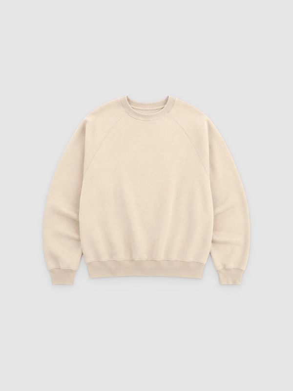  Sweatshirt de gola redonda areia vista frontal