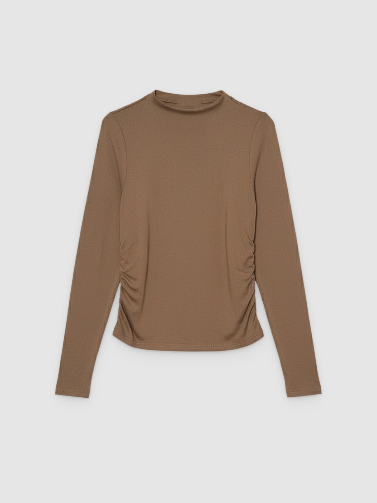 %Pto% Long-sleeve shirt with a mock neck green mink front view