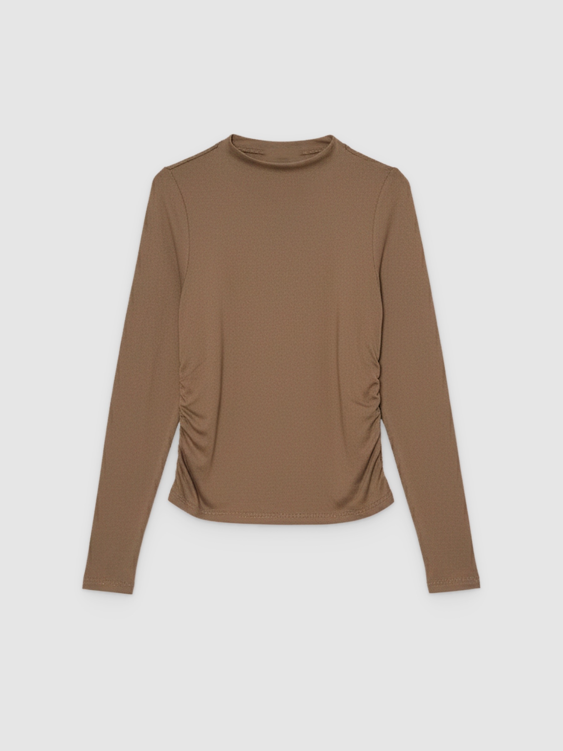 Long-sleeve shirt with a mock neck green mink middle front view