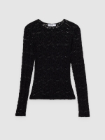 %Pto% Long sleeve lace top black front view