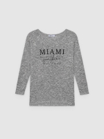 %Pto% Camiseta estampado Miami gris melange vista frontal