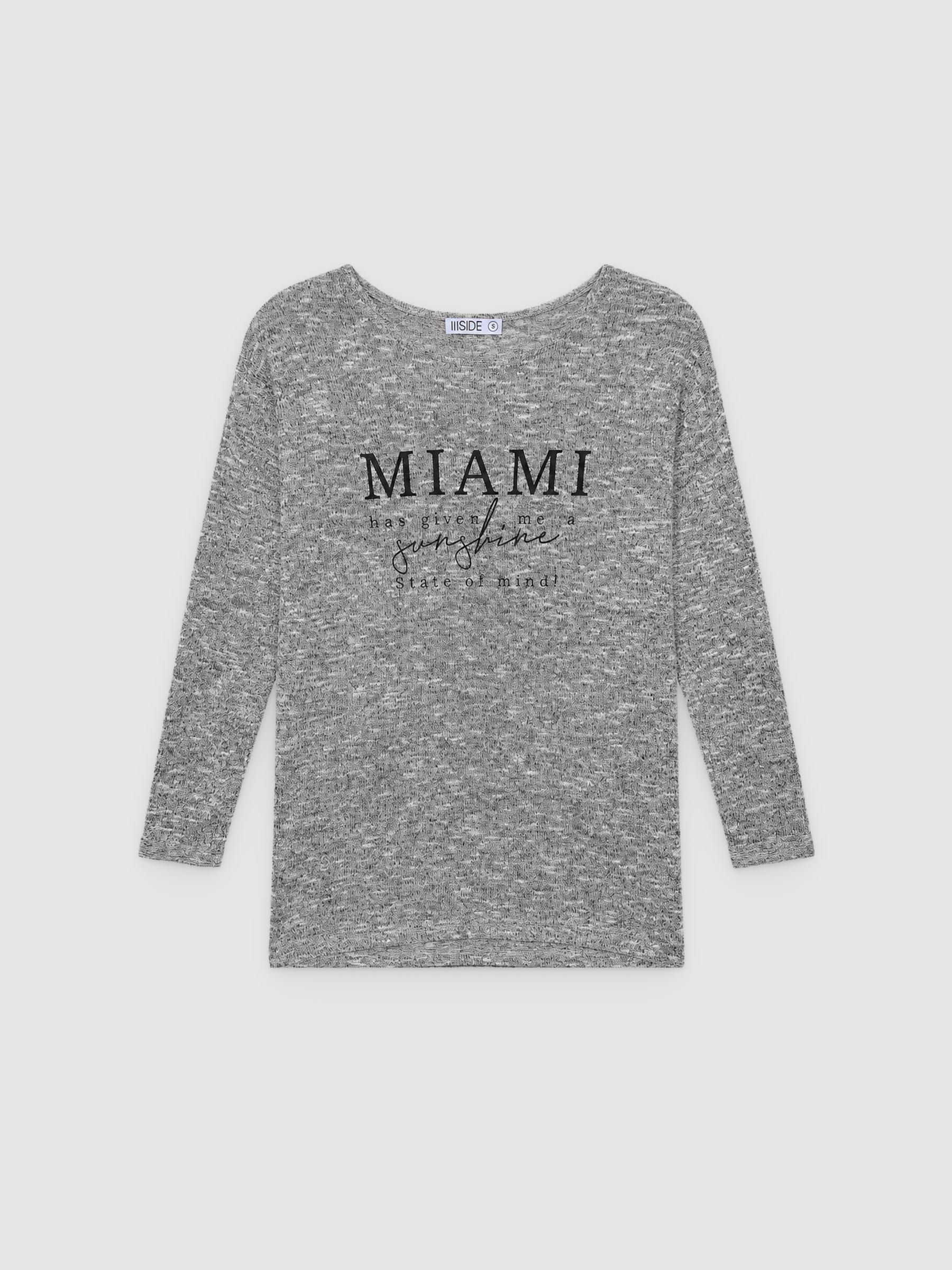 Camiseta estampado Miami gris melange vista media frontal