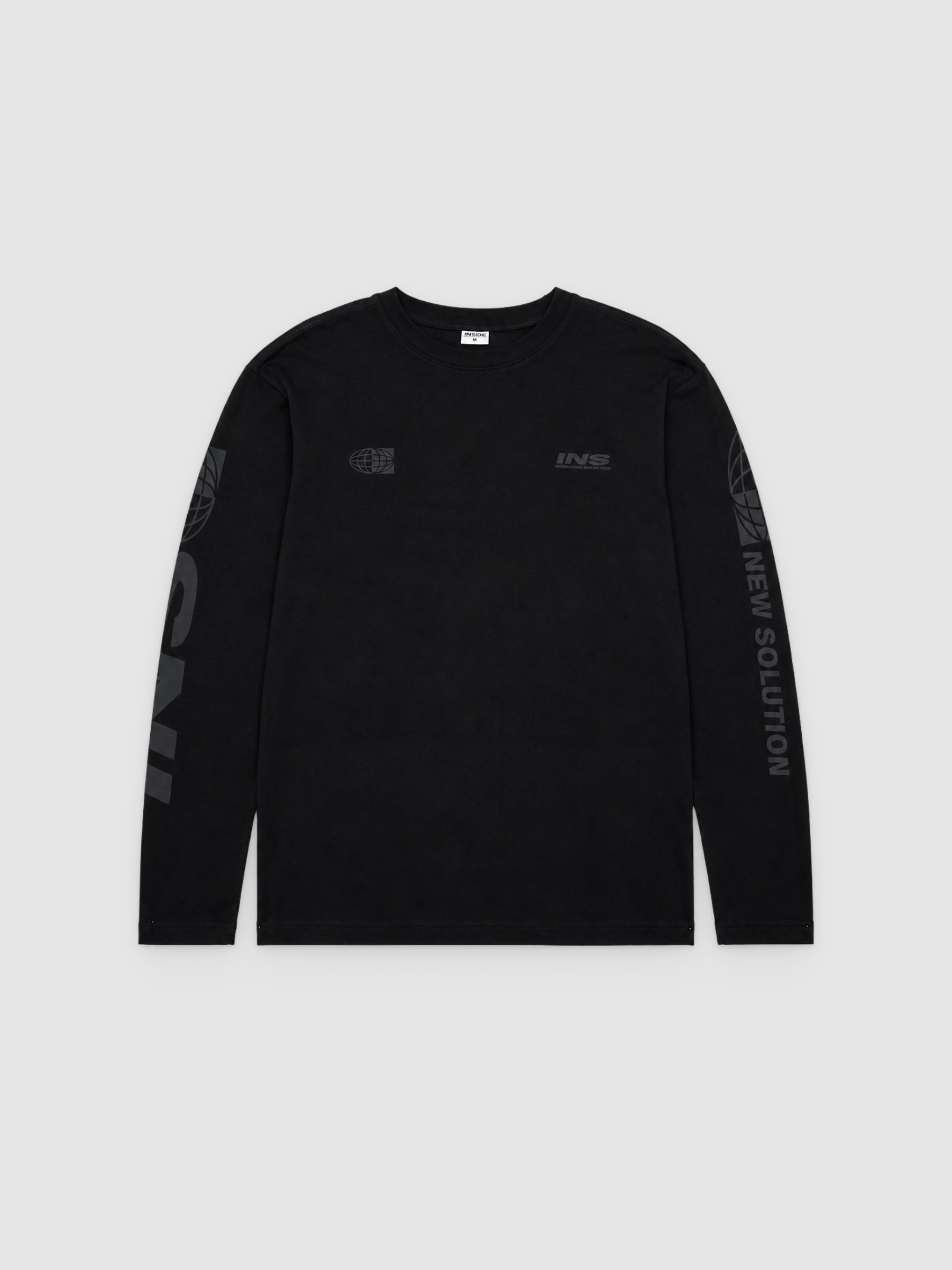 Camiseta de manga longa INS preto vista meia frontal