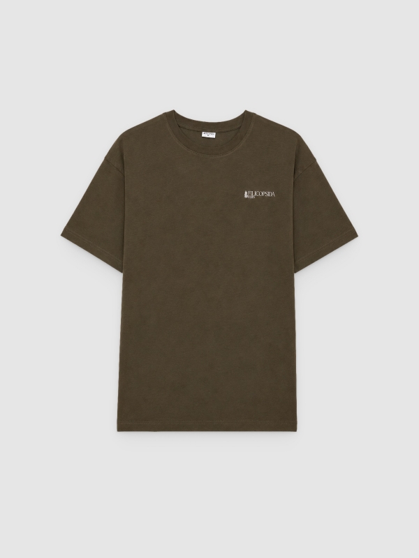  Nature print t-shirt khaki front view