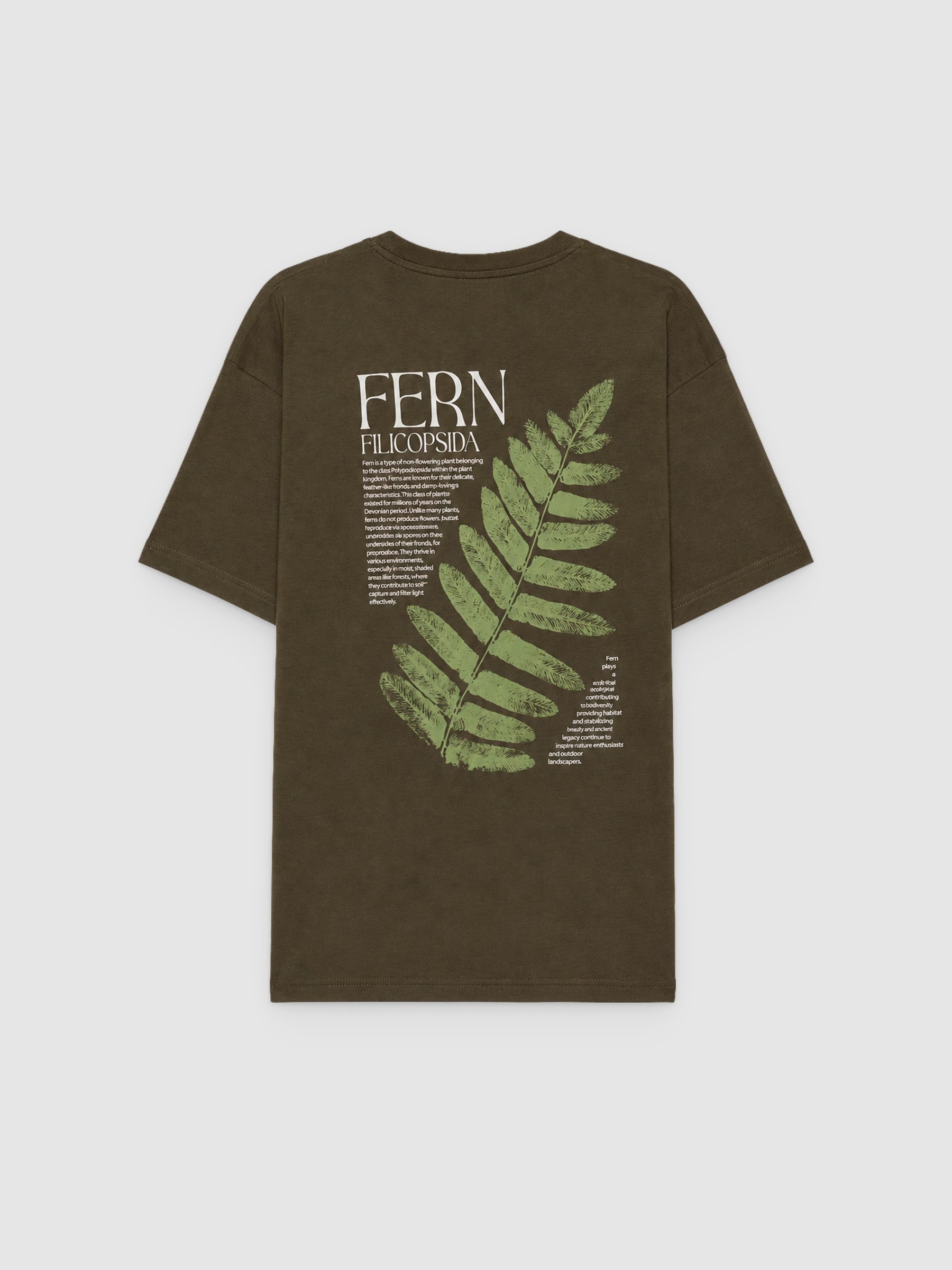 Nature print t-shirt khaki middle front view