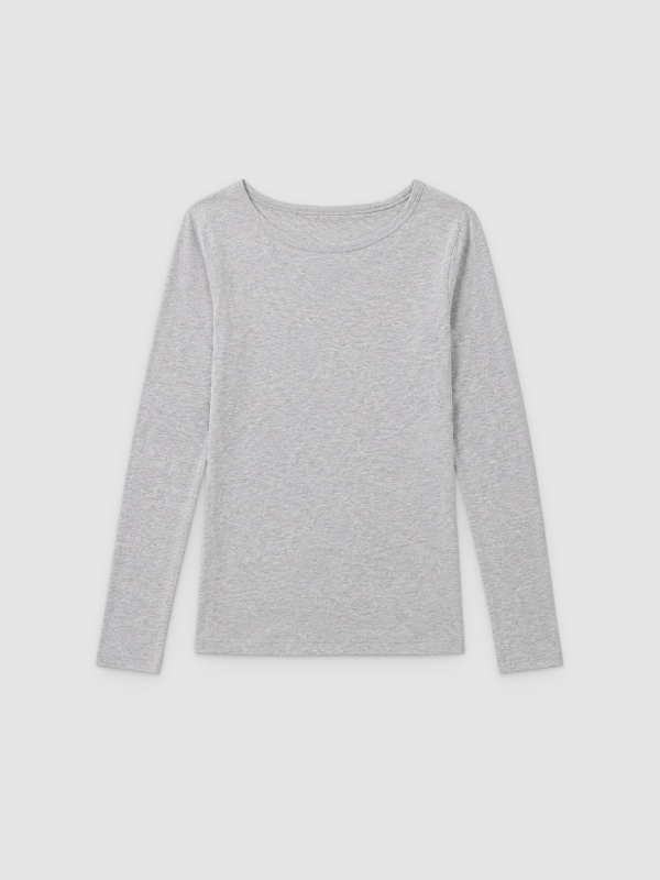  Basic plain T-shirt melange grey front view