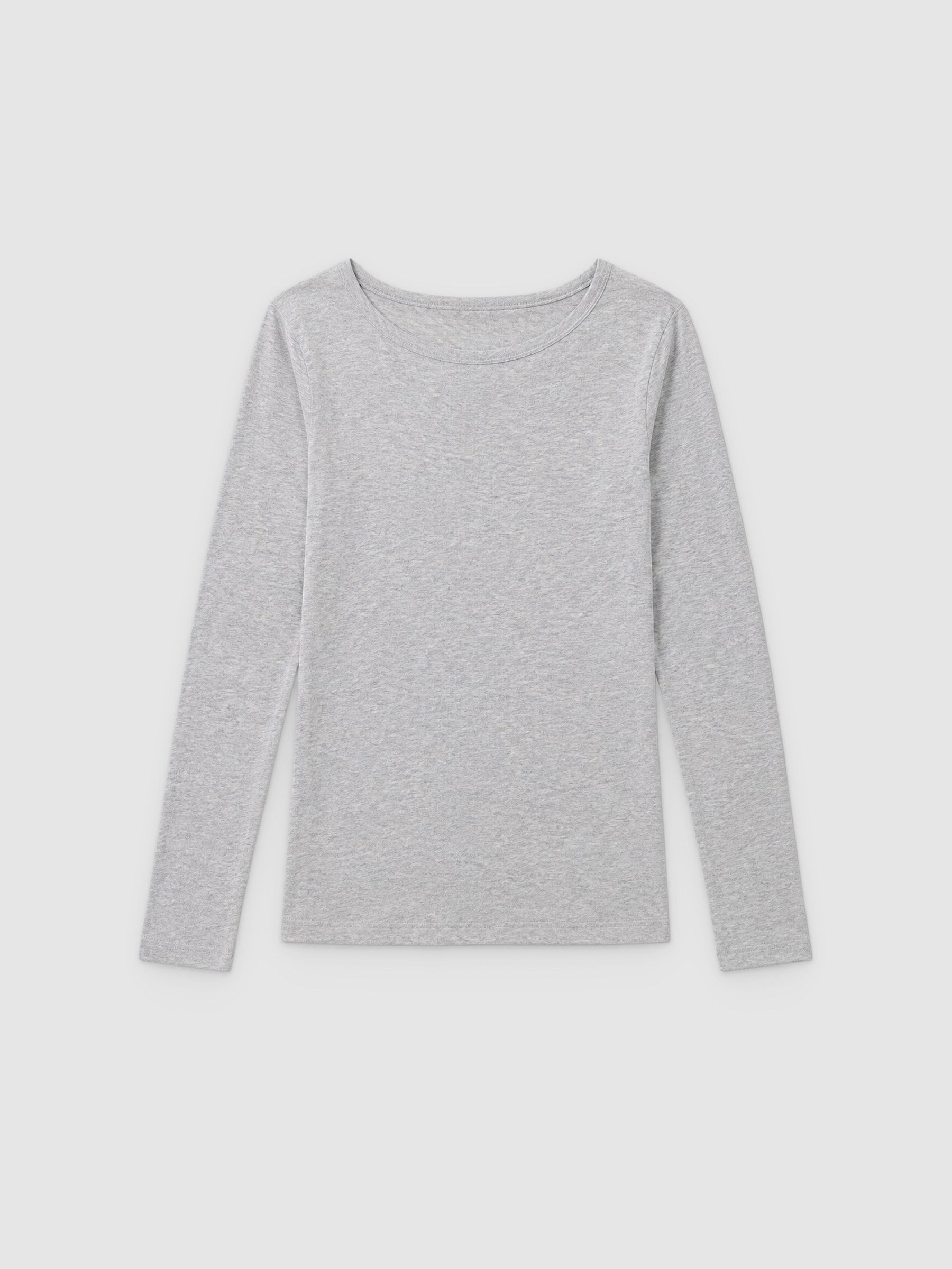 Basic plain T-shirt melange grey middle front view