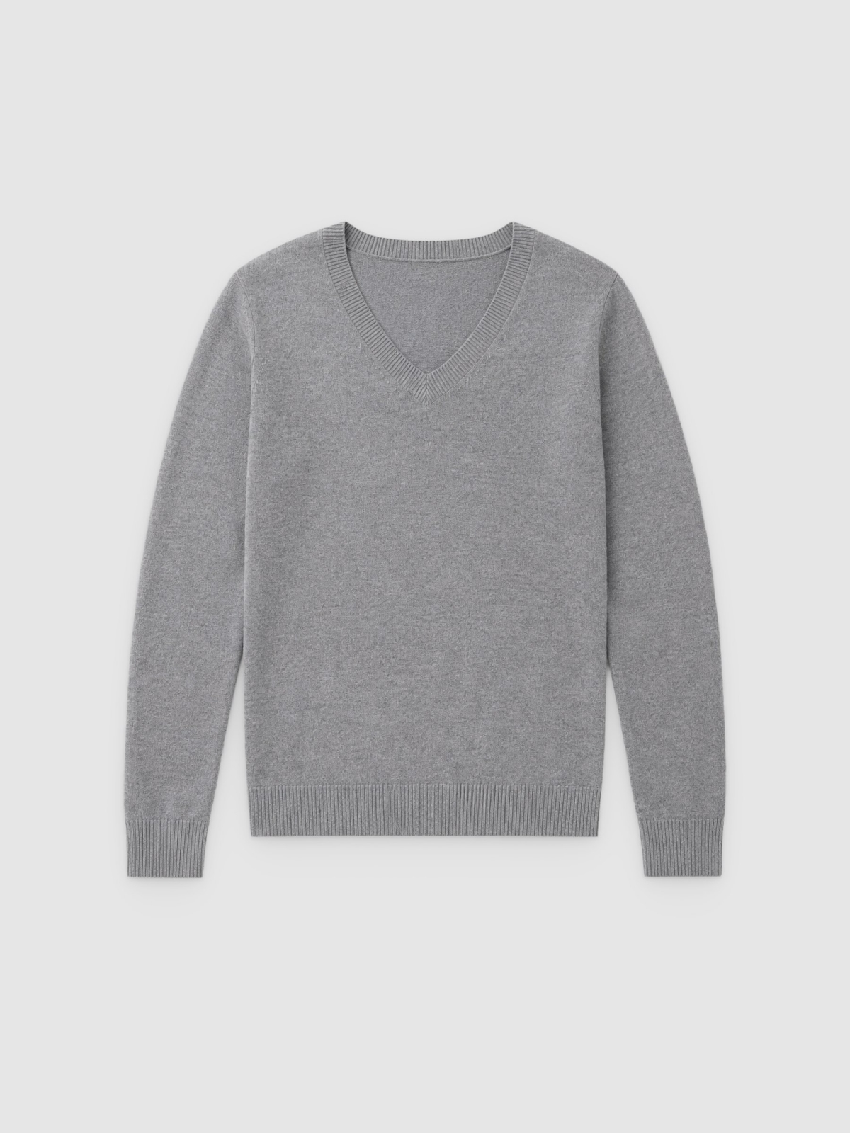 %Pto% Basic V-neck jersey dark melange front view