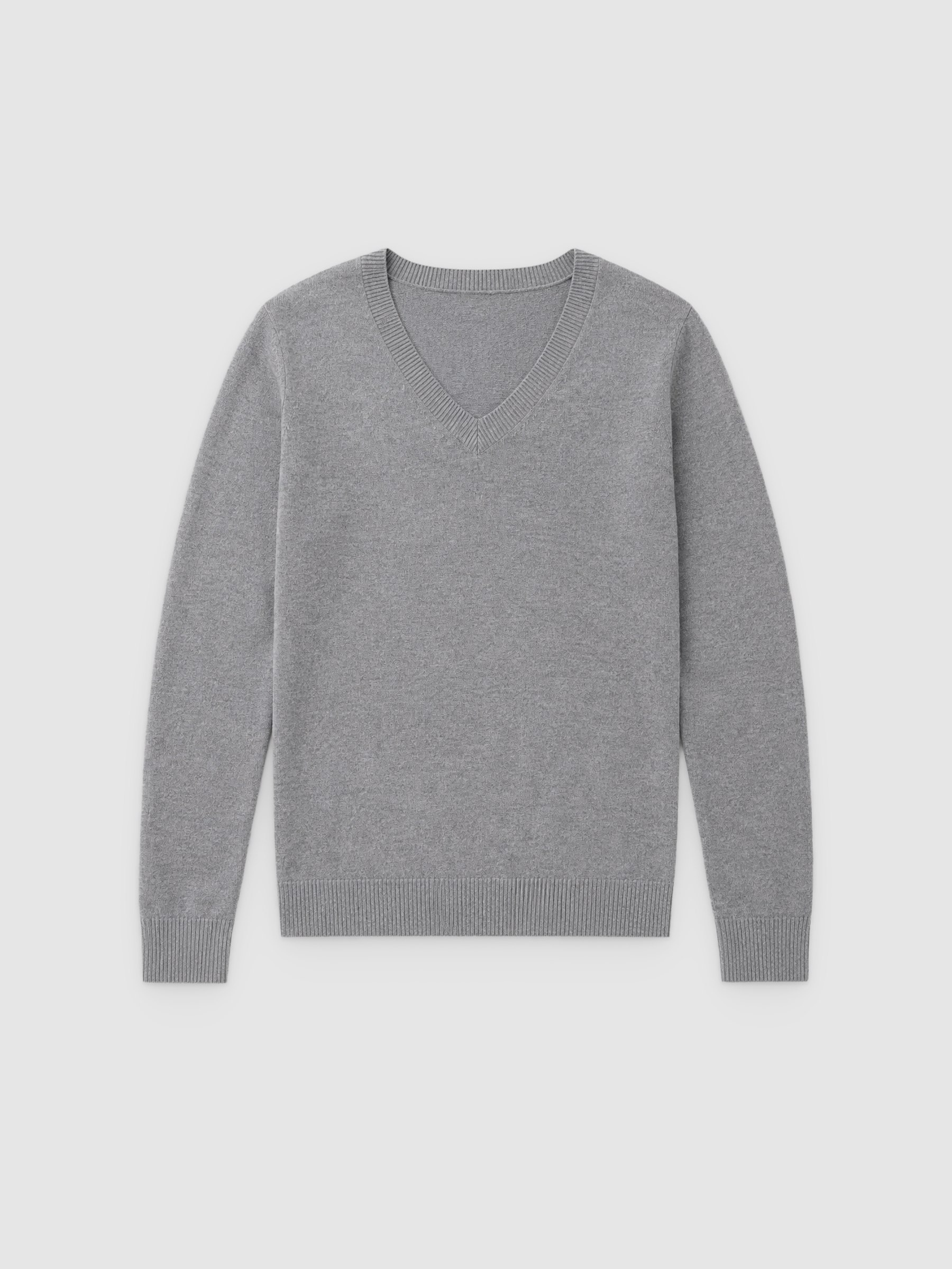 Basic V-neck jersey dark melange middle front view