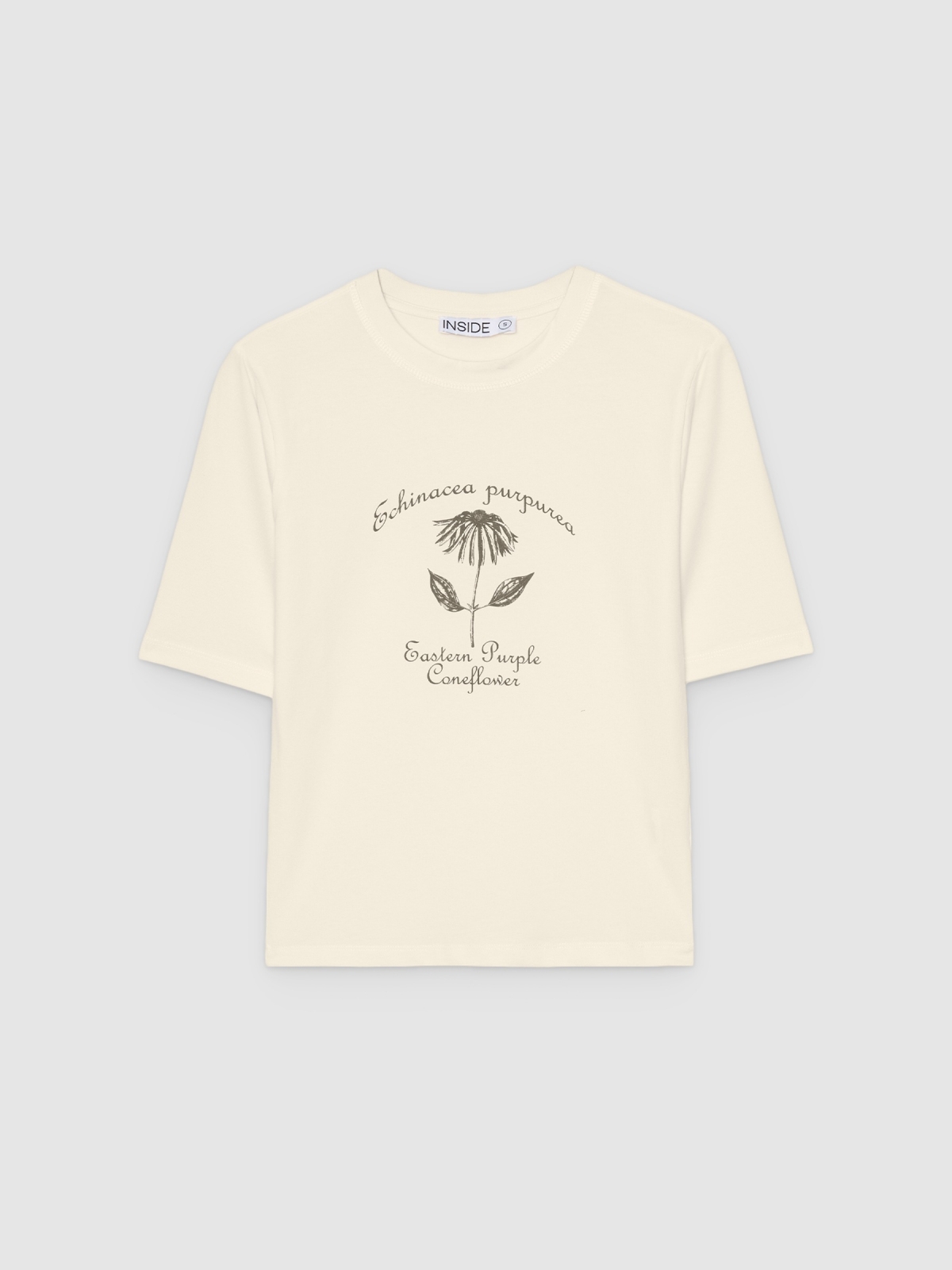 %Pto% T-shirt estampado flores off white vista frontal