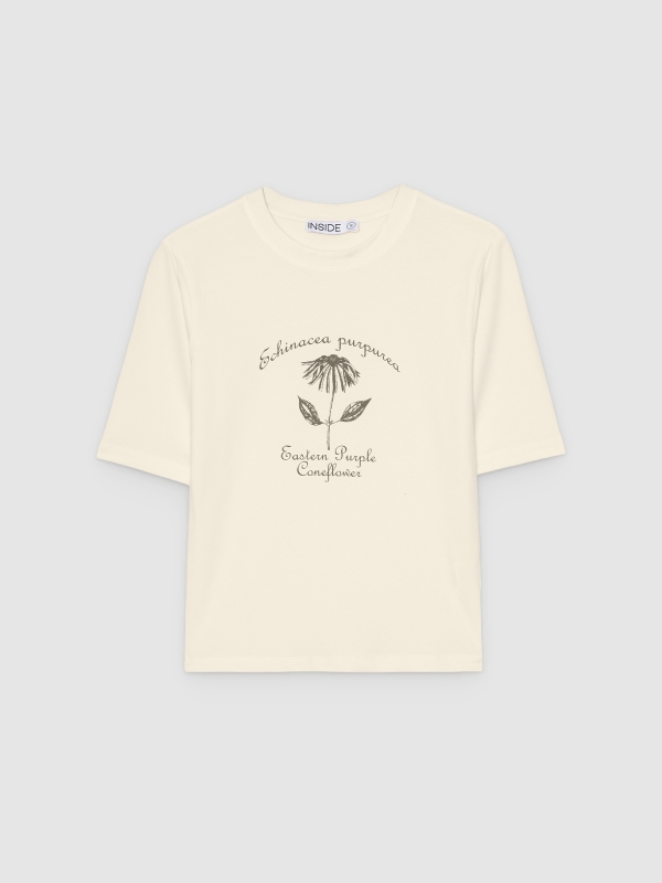  T-shirt estampado flores off white vista frontal