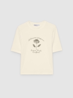 %Pto% Camiseta estampado flores blanco roto vista frontal