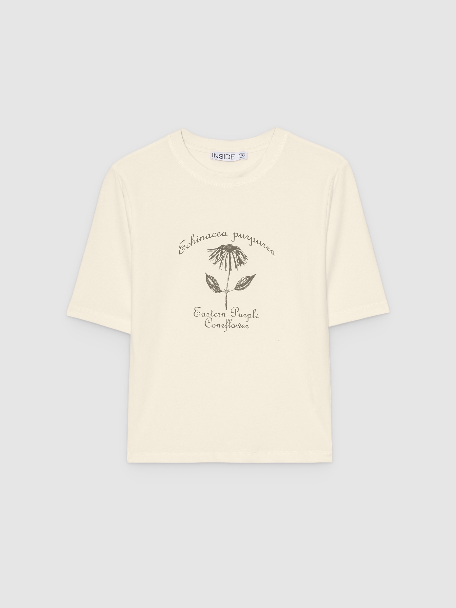 Floral print t-shirt off white middle front view