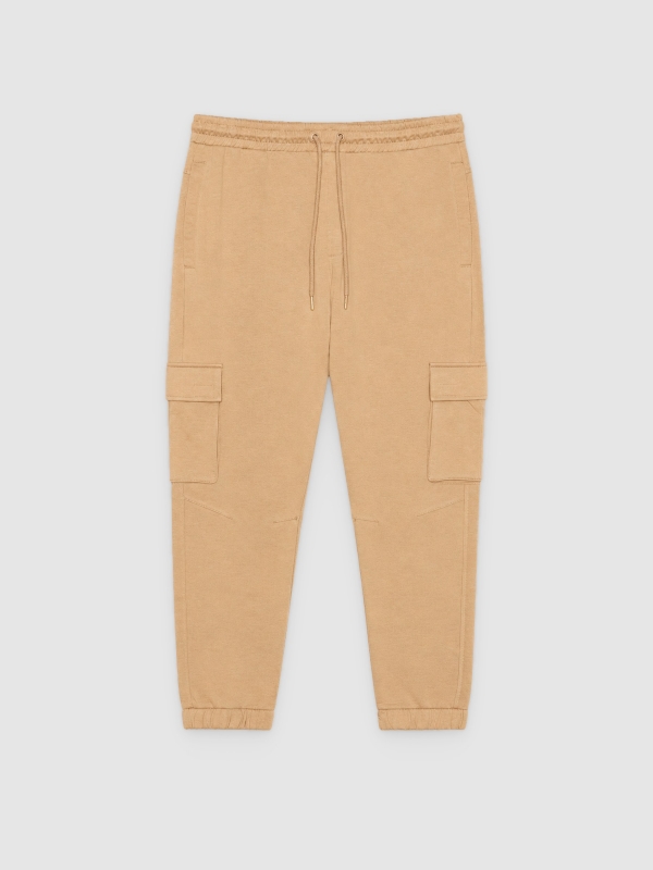  Calça jogger esportiva bege vista frontal