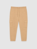 %Pto% Calça jogger esportiva bege vista frontal