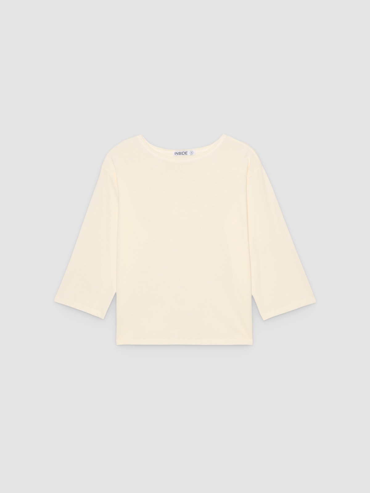 %Pto% Cotton boat neck t-shirt off white front view