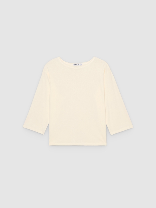  Cotton boat neck t-shirt off white front view