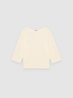 %Pto% Camiseta algodón cuello barco blanco roto vista frontal