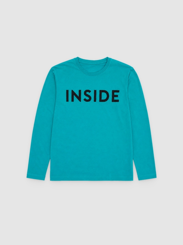  T-shirt básica com logótipo verde oliva vista frontal