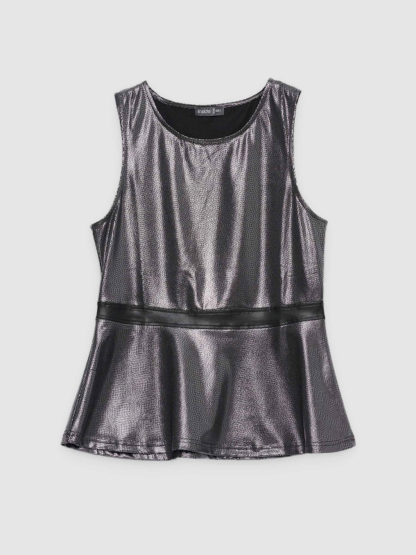  Corpo peplum combinado preto vista frontal