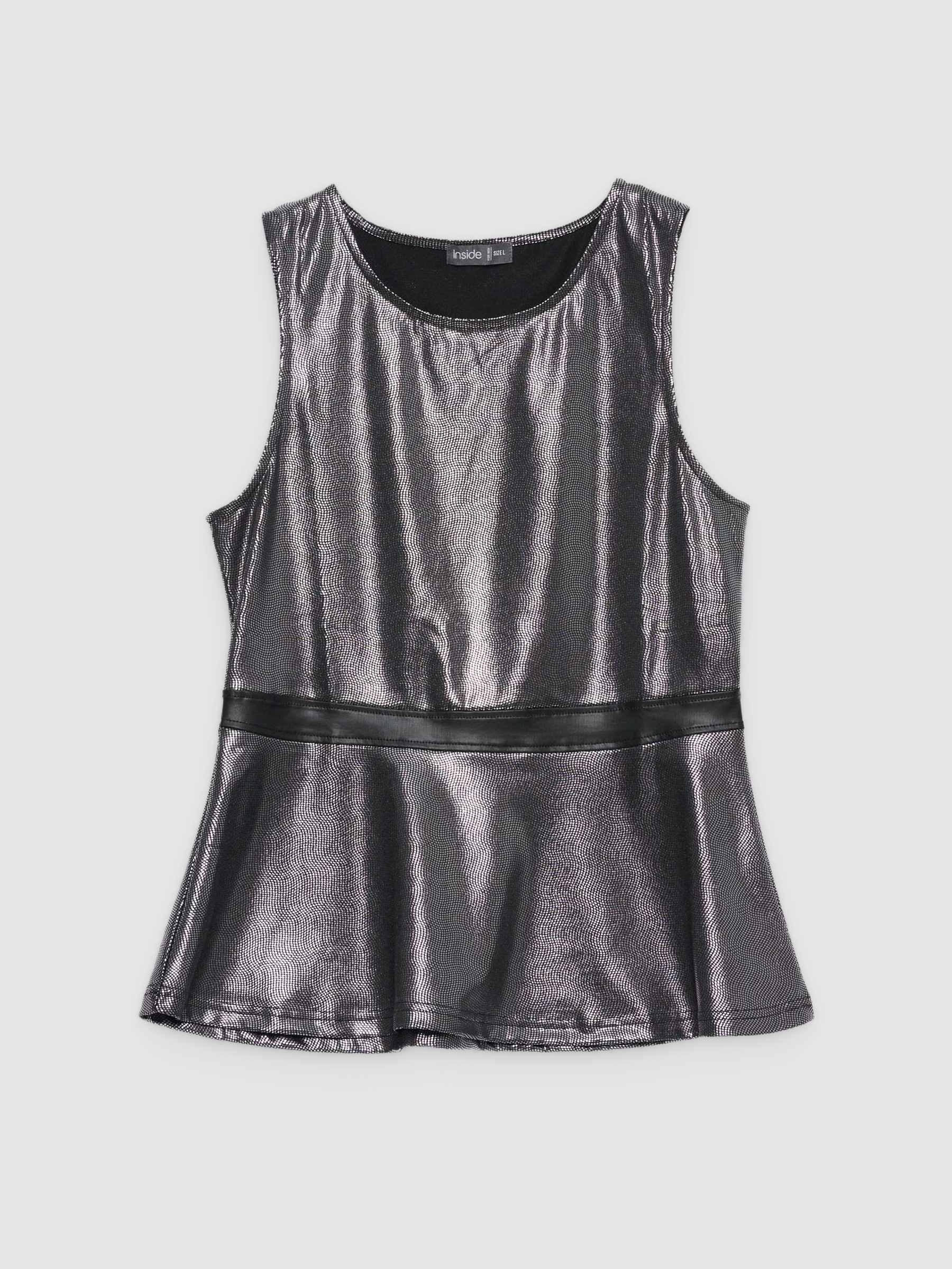 Cuerpo peplum combinado negro vista media frontal