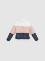 %Pto% Quilted jacket with combined panels off white front view