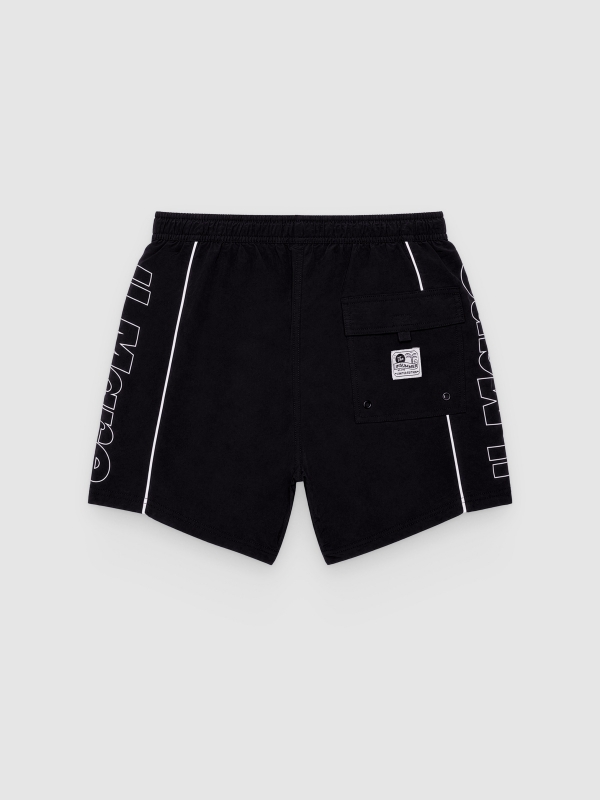 maiô com lateral estampada preto vista traseira