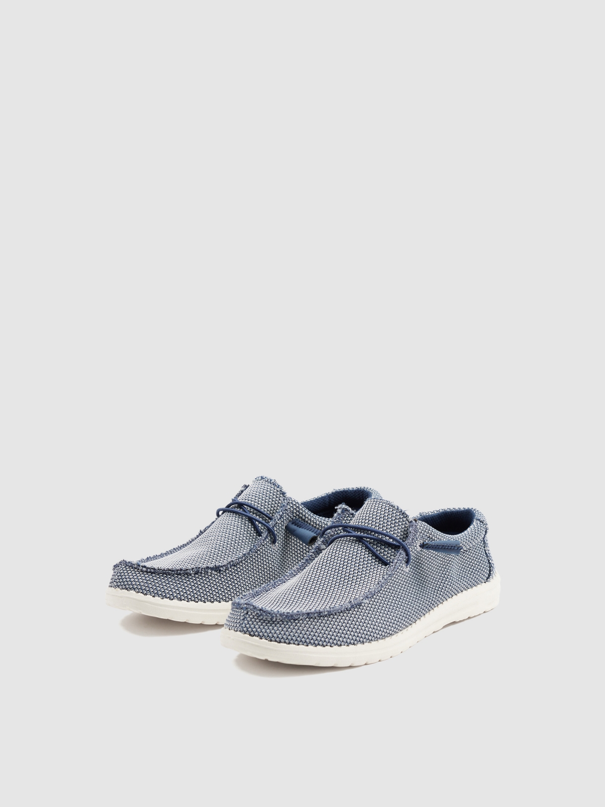 Deportivas nylon elásticos eva azul petróleo vista frontal 45º