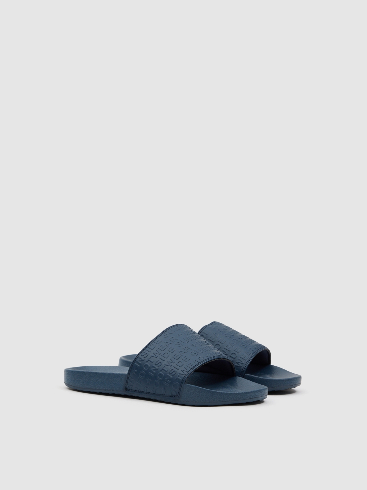 chinelo para piscina azul vista frontal 45º