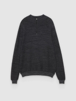 %Pto% Camisola semi-fechado jaspeado cinza vista frontal