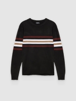 %Pto% Knitted jumper with stripes black front view