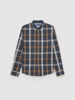 %Pto% Camisa xadrez azul e laranja azul vista frontal