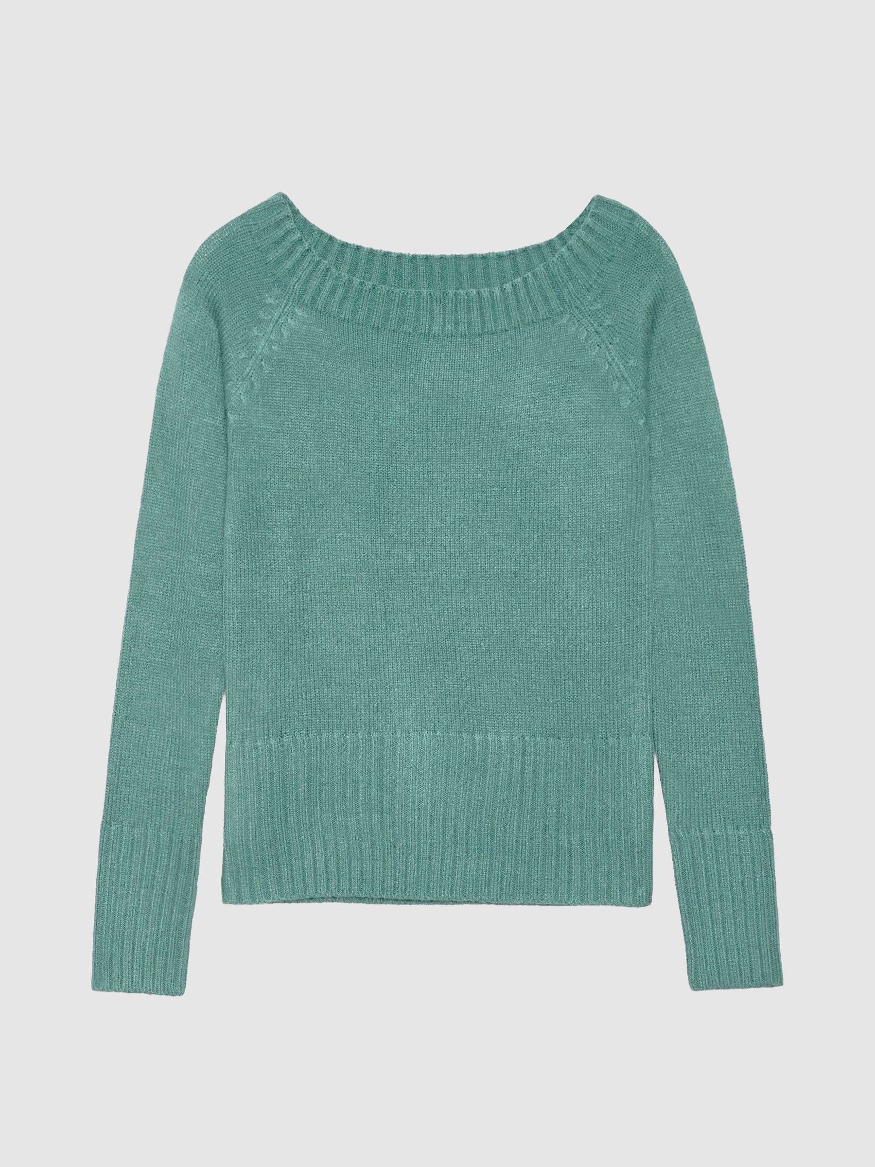 Marbled boat sweater emerald middle front view
